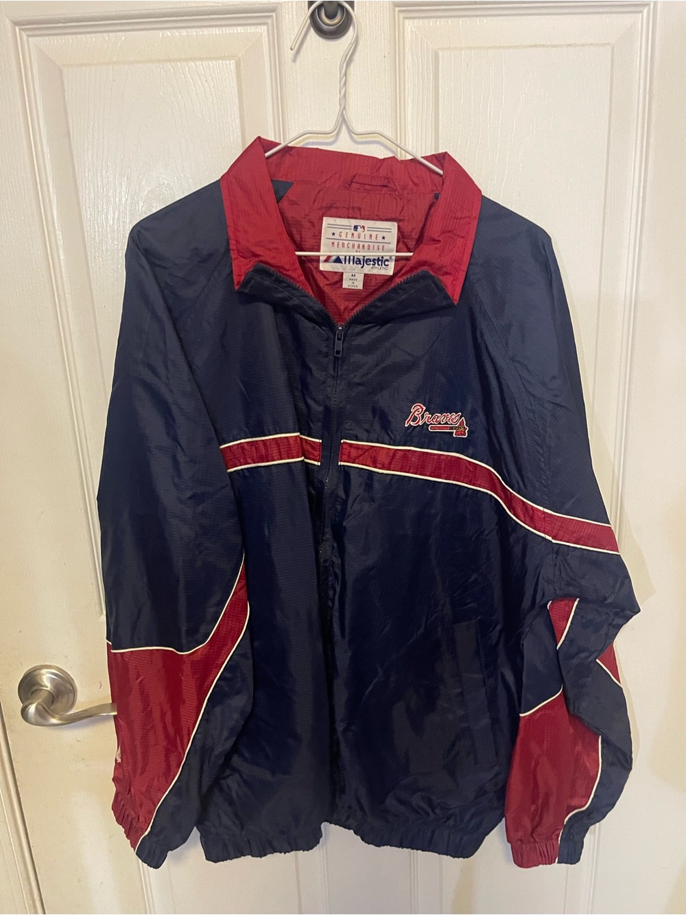 Majestic Atlanta Braves Navy & Red Windbreaker Jacket